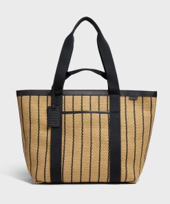 Riviera Straw Tote in Black Seagrass