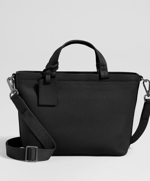 Leather Crossbody in Jet Black
