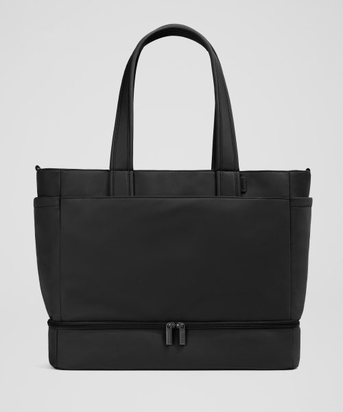 The Double Diaper Tote in Jet Black